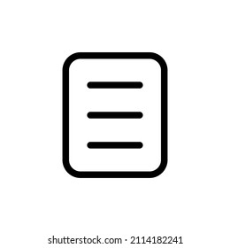 Drawer, menu, list, navigation icon on white background. menu button icon. Frame, lines, menu, navigation, parallel, square icon.