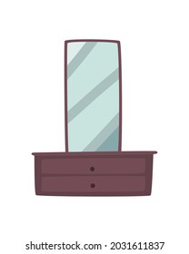 cajón con icono aislado de espejo