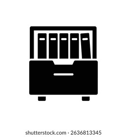 Drawer Open with Folders Icon for Office Filing and Storage System