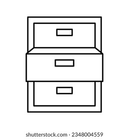 drawer open line icon vector. drawer open sign. isolated contour symbol black illustration