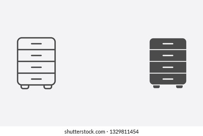 Drawer outline and filled vector icon sign symbol