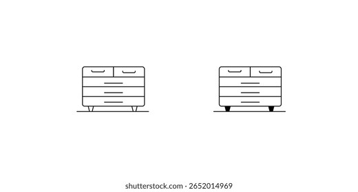 Icono de conjunto de cajones con fondo blanco Vector Ilustración de stock