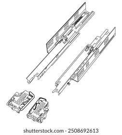 Ícone Slide de gaveta, ilustração de vetor, trilhos deslizantes de gavetas isolados no fundo branco
