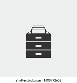 Drawer storage with documents open vector icon