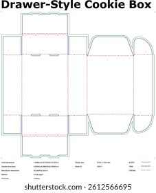 Drawer Style Cookie Box Die Cut Template Packaging Design For Manufacturing With Bleed Trim And Crease Lines Vector Blueprint