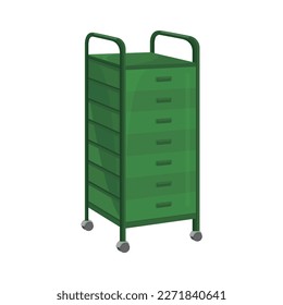 Drawer trolley vector illustration on white background. Drawer trolley is great for craft supplies, toys, bathrooms, kitchens, papers, office items. Useful and convenient drawer trolley.