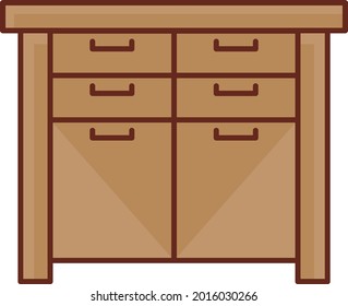 drawer vector flat color icon