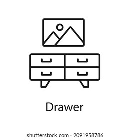 Drawer vector outline icon for web isolated on white background EPS 10 file