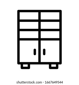 icono de línea delgada del vector del cajón 