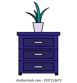 drawer wooden with houseplant
