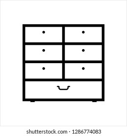 Drawers Icon, Chest Of Drawers Icon Vector Art Illustration
