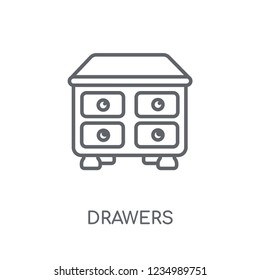 Drawers linear icon. Modern outline Drawers logo concept on white background from Furniture and Household collection. Suitable for use on web apps, mobile apps and print media.