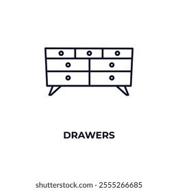 drawers  outline icon. Linear vector from furniture concept. Thin line drawers  icon isolated on white background