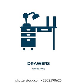 drawers vector icon. drawers, cabinet, furniture filled icons from flat workspace concept. Isolated black glyph icon, vector illustration symbol element for web design and mobile apps