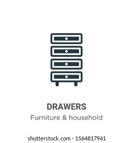 Drawers vector icon on white background. Flat vector drawers icon symbol sign from modern furniture & household collection for mobile concept and web apps design.