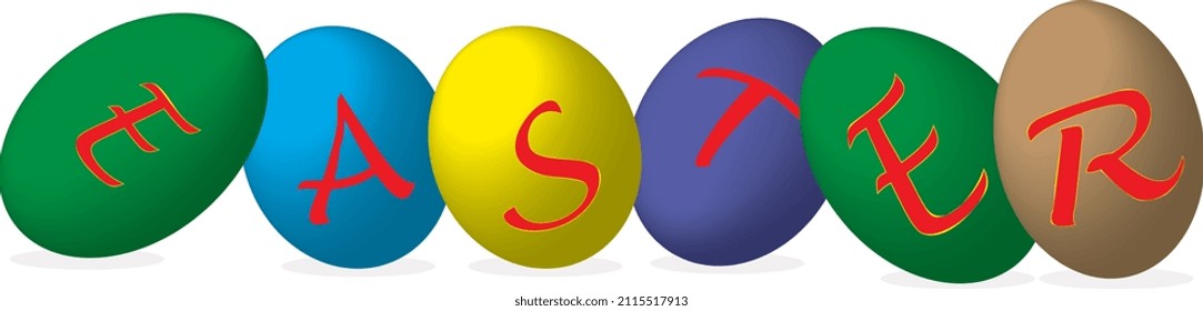 desembocadura de huevos para comer en amarillo azul verde y otros colores con texto