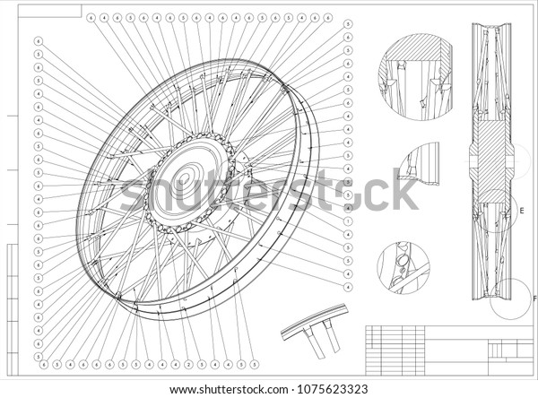 Drawing 3d Model Wheels Needles On Stock Vector Royalty Free