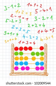 Drawing of abacus on squared paper
