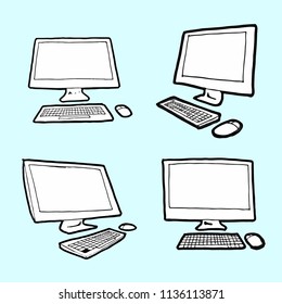 Drawing about the computer in different ways.This piece is a vector can be applied to various commercials.