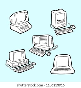Drawing about the computer in different ways.This piece is a vector can be applied to various commercials.