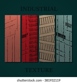 Drawing of abstract architectural detail on flat surface. Image of colorful texture for use as background for web and print. Template for cover or banner with draft of a building.