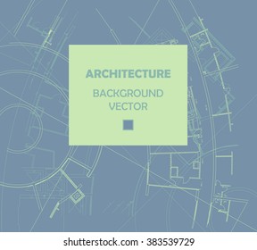 Drawing of abstract architectural detail on flat surface. Image of colorful blueprint for use as background for web and print. Template for cover or banner with draft plan of a building.