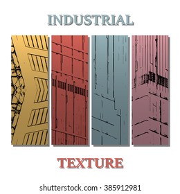 Drawing of abstract architectural detail on flat surface. Image of colorful texture for use as background for web and print. Template for cover or banner with draft of a building.