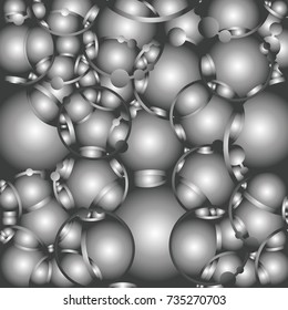 drawing of abstract background with gray convex circles