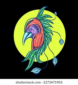 formato de vector de cabeza de ave abstracta de dibujo 001