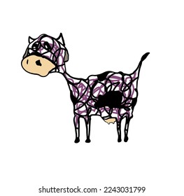 Drawing abstract cow isolate vector 
