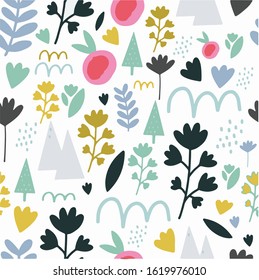 
drawing with abstract figures and plants