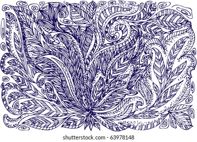 drawing abstract floral pattern ink