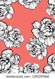 drawing abstract graphic design line ink, living coral textile