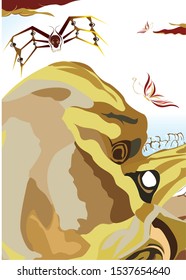 drawing abstract patterns and surrealist vivid character illustration composition