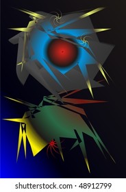 Drawing at abstraction the neolearnt light on a black background.