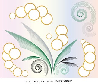 Drawing abstraction with white pearls on colored background