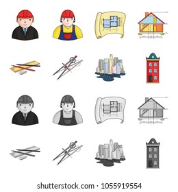 Drawing accessories, metropolis, house model. Architecture set collection icons in cartoon,monochrome style vector symbol stock illustration web.