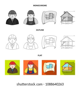 Drawing accessories, metropolis, house model. Architecture set collection icons in flat,outline,monochrome style vector symbol stock illustration web.