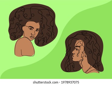 drawing of African-American women in linear style