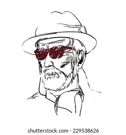 Drawing of aged man, gentlemen