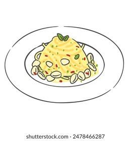 Un dibujo de Aglio e Olio Spaghetti