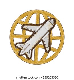 drawing airplane global travel business vacation vector illustration eps 10