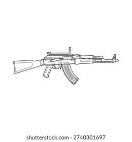 A drawing of an ak-47 rifle with a magazine inserted
