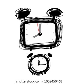 Drawing alarm clock.Vector eps10.