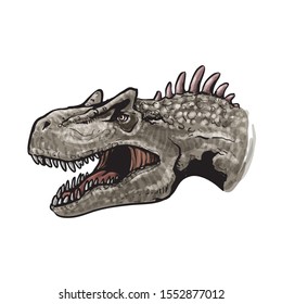 Drawing of a Allosaurus head. Vector animal illustration