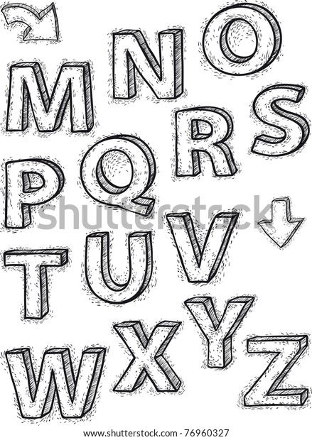 Drawing Alphabet Letters Not Background Strokes Stock Vector (Royalty ...