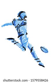 drawing of an American football player kick the ball illustration for sport banner sketch style