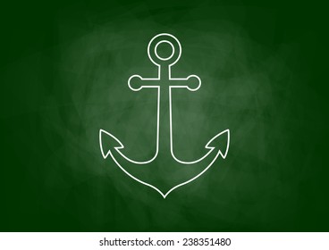 Drawing of anchor on blackboard 