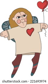 drawing of an angel with a balloon. vector