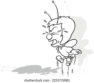 Drawing of An Angry and Crying Beetle - Cartoon Illustration Isolated on White Background, Vector